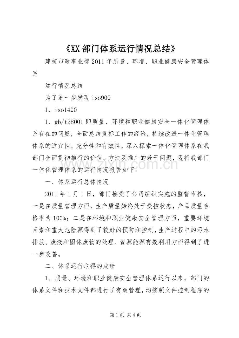 《XX部门体系运行情况总结》 .docx_第1页