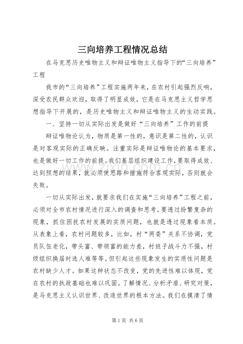 三向培养工程情况总结 .docx_第1页