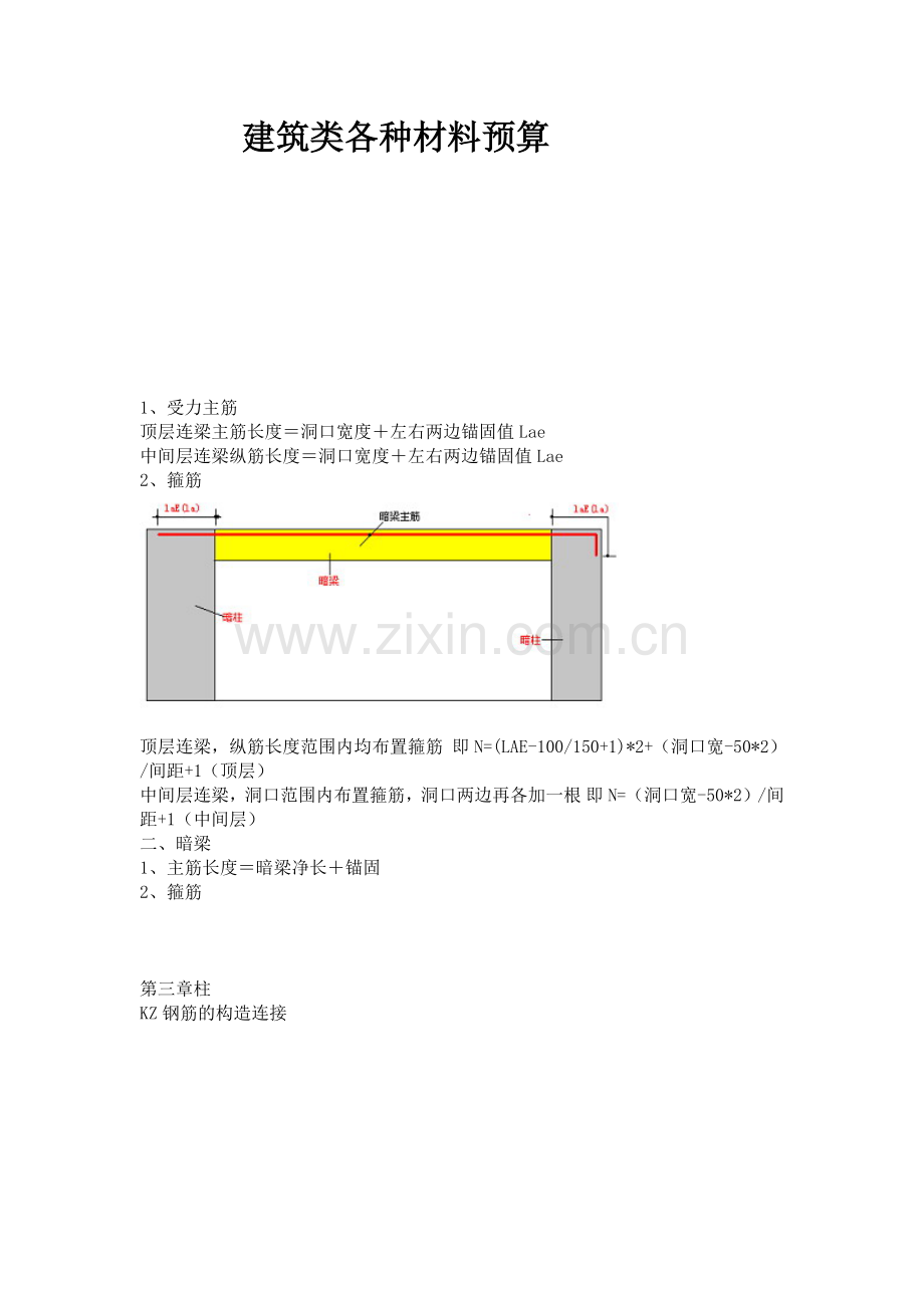 建筑类各种材料预算.docx_第1页