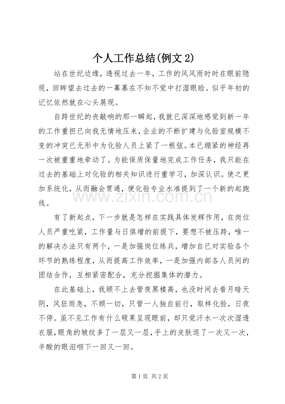 个人工作总结(例文2) .docx_第1页