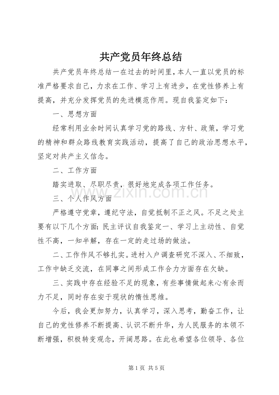 共产党员年终总结 .docx_第1页
