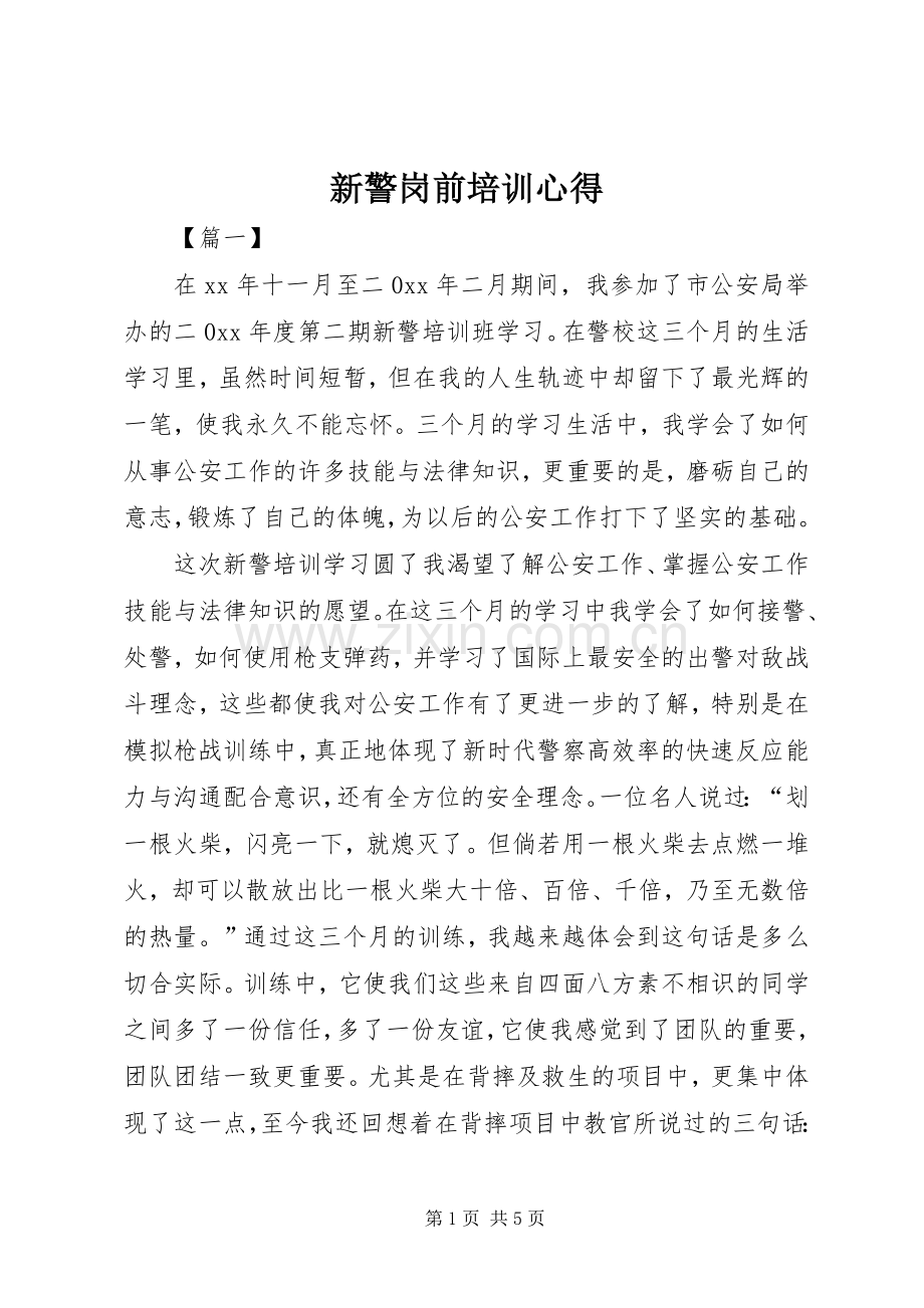 新警岗前培训心得.docx_第1页