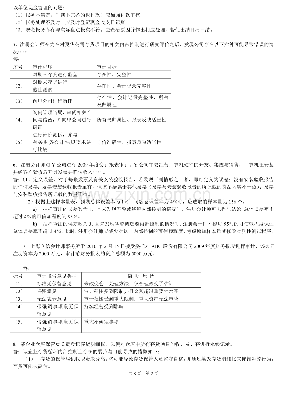 审计实务题与判断改错题解答.doc_第2页