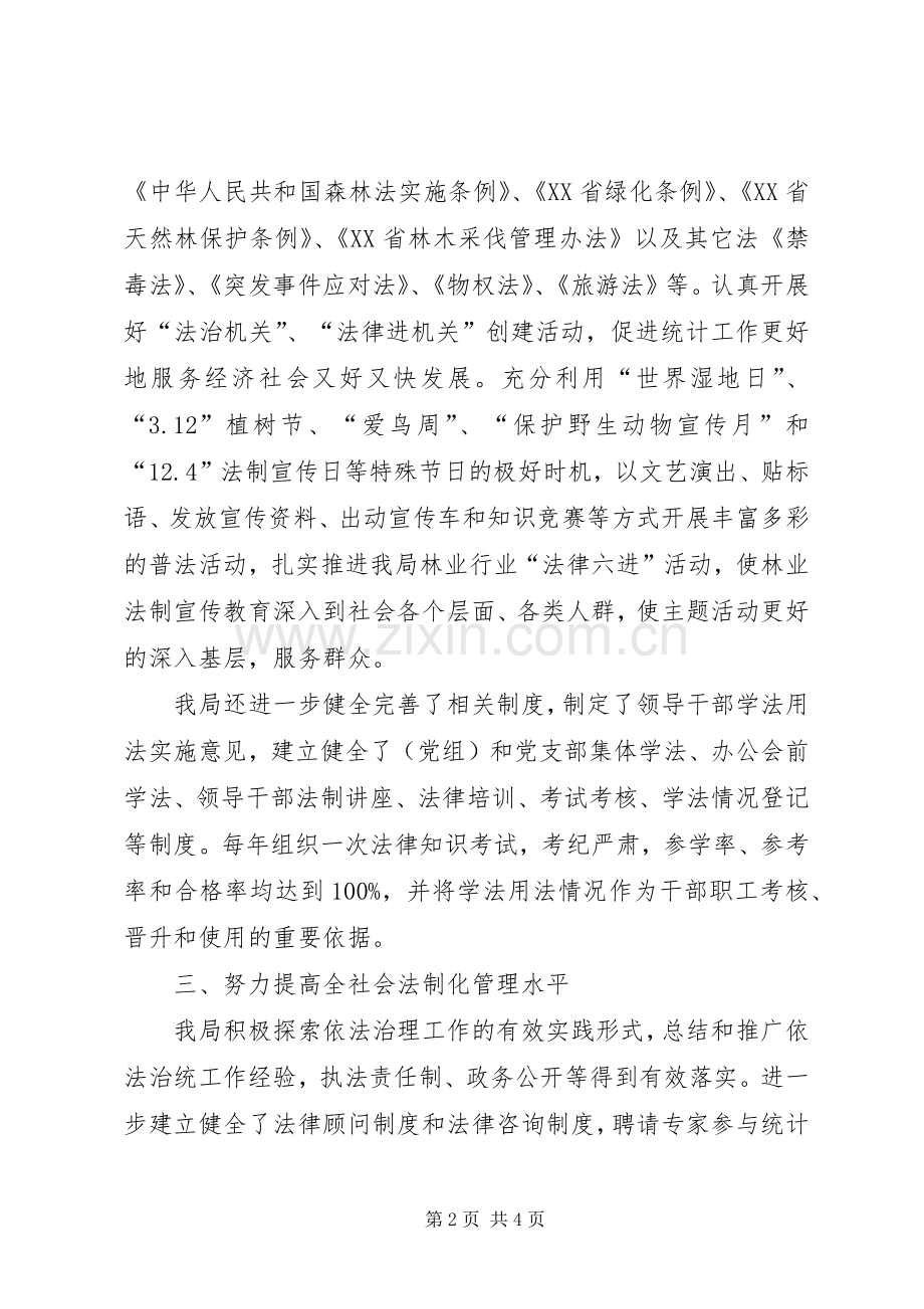 市林业与园林局“六五”普法中期督查工作总结 .docx_第2页