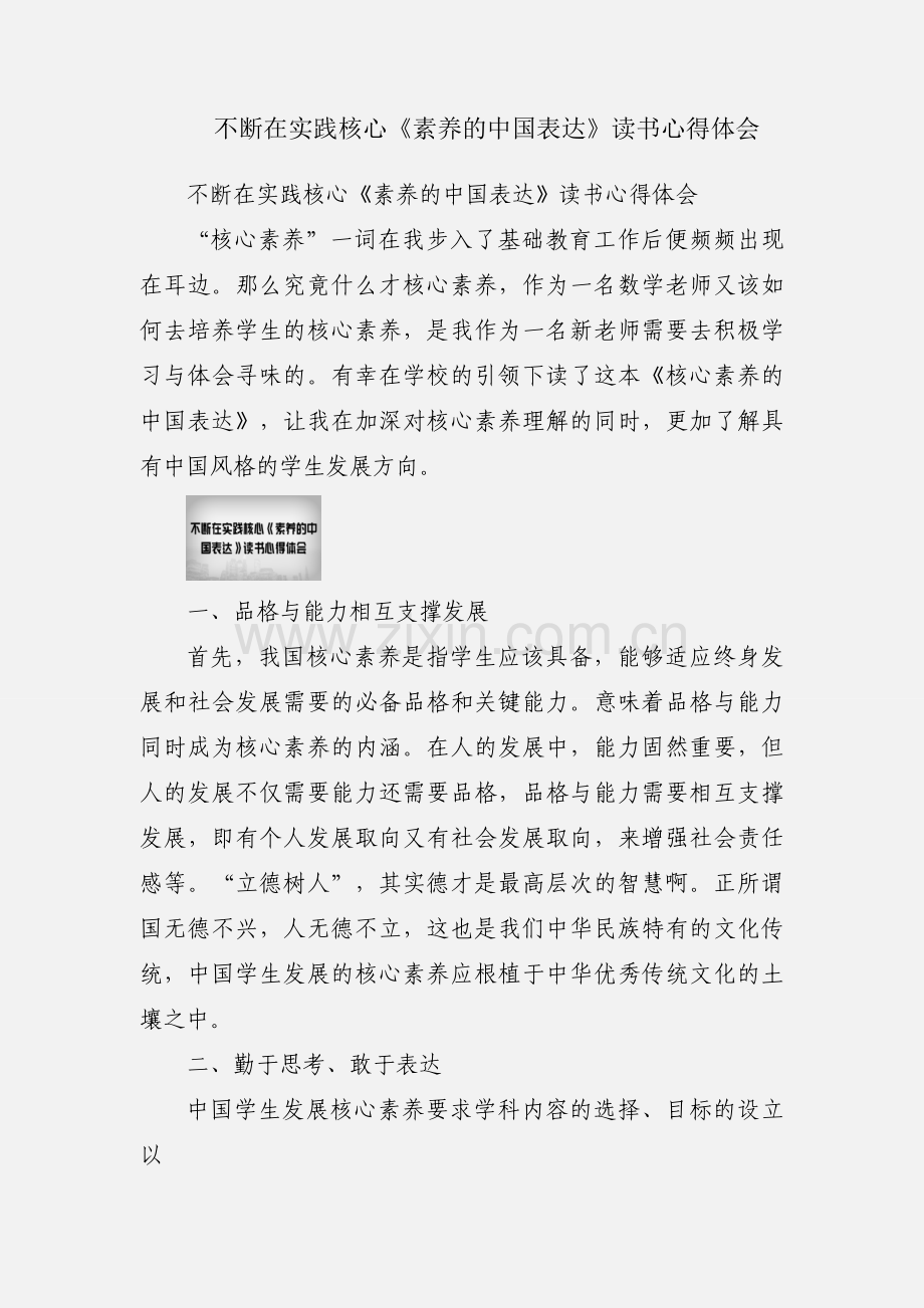 不断在实践核心《素养的中国表达》读书心得体会.docx_第1页