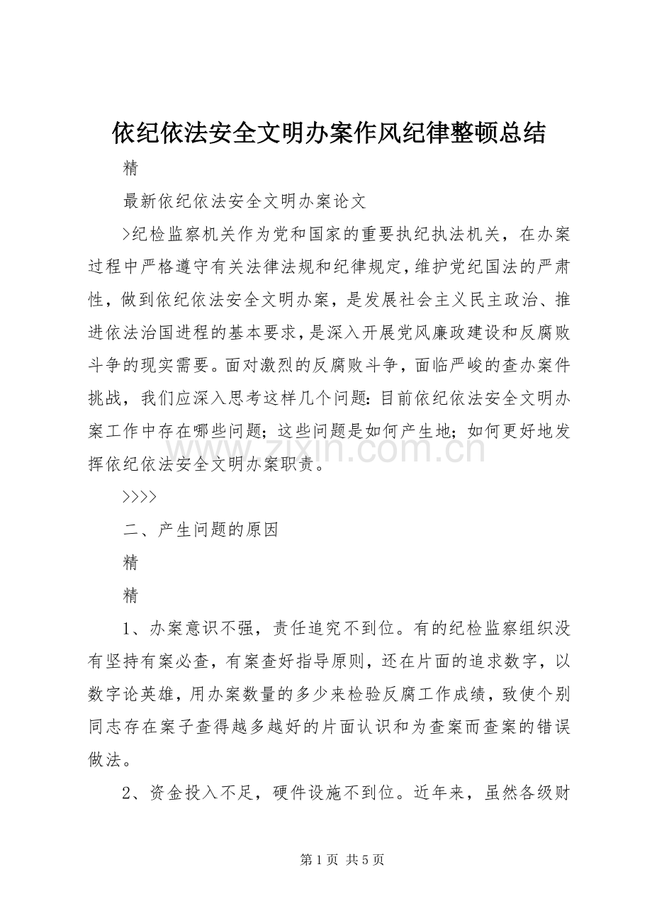 依纪依法安全文明办案作风纪律整顿总结 .docx_第1页