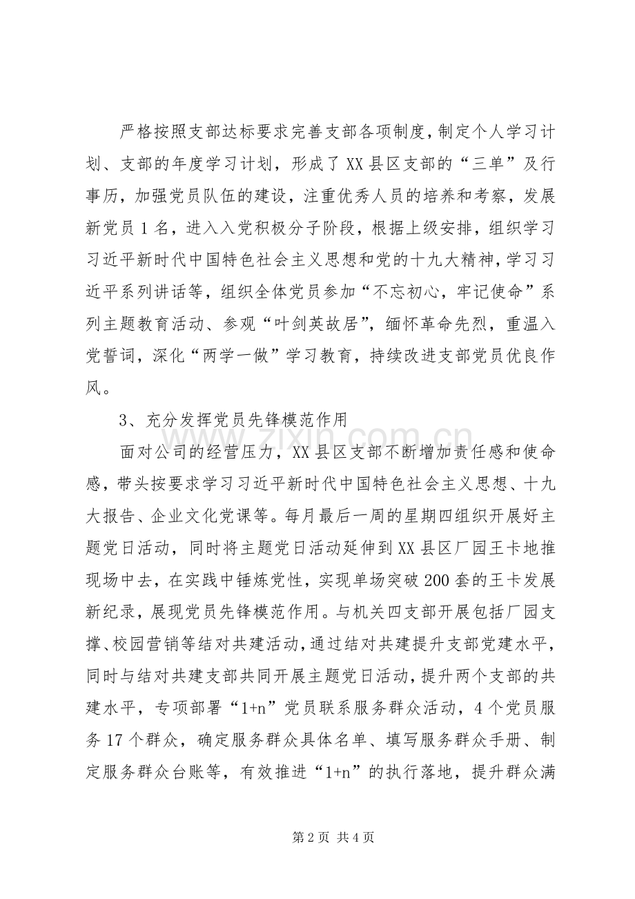 公司XX县区支部年度工作总结 .docx_第2页