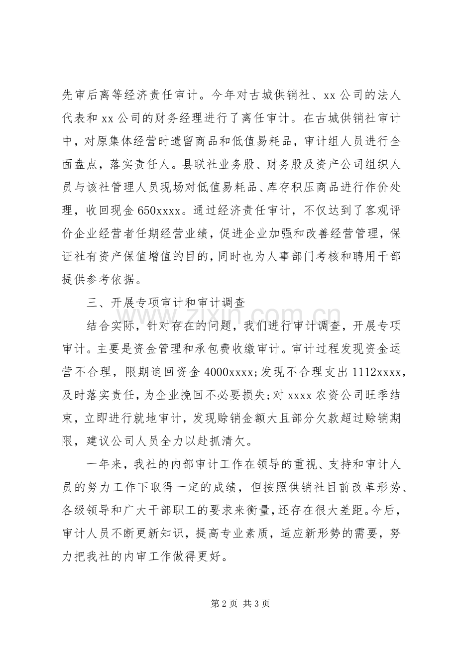 县供销社内部审计工作总结 .docx_第2页