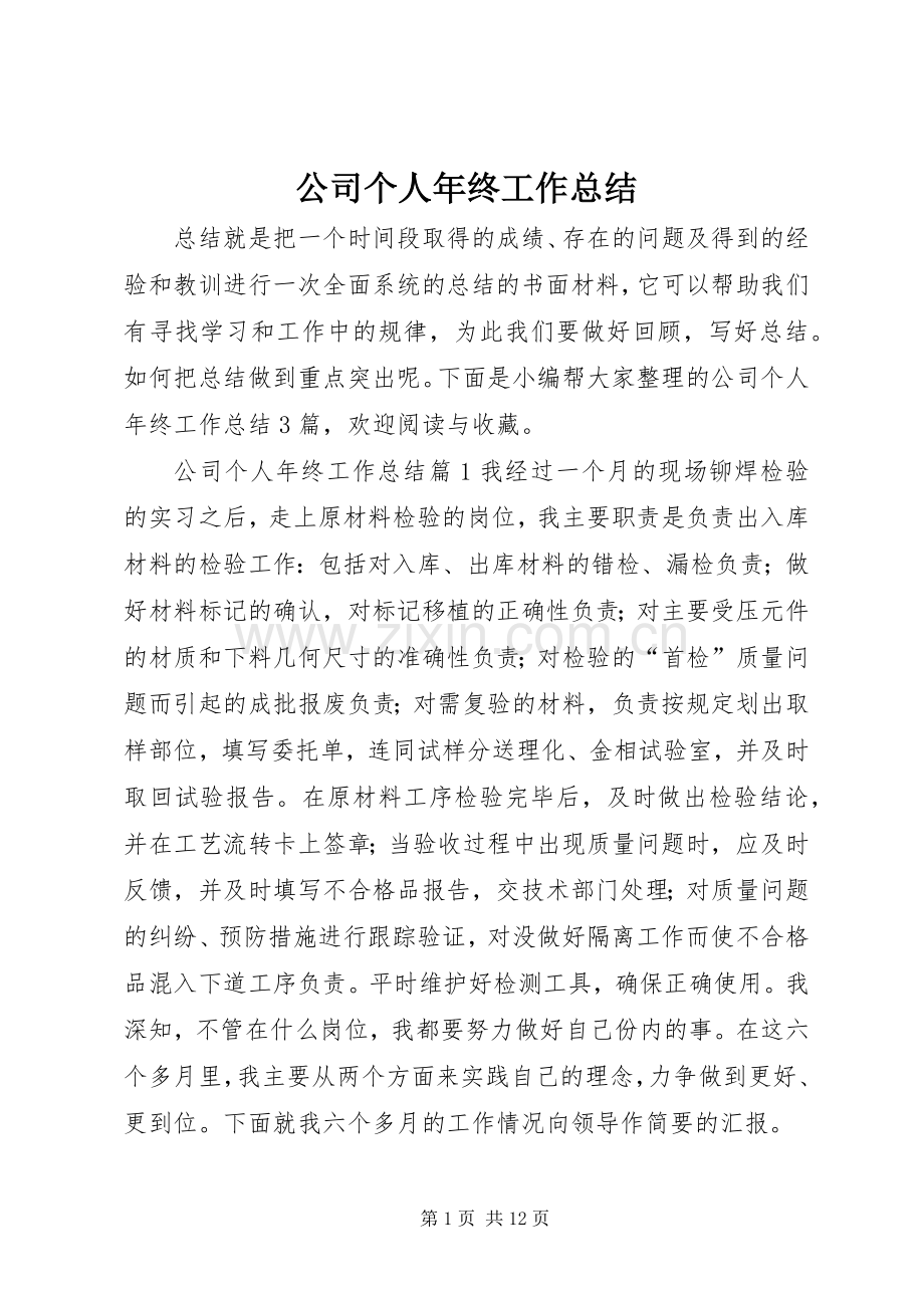 公司个人年终工作总结 .docx_第1页