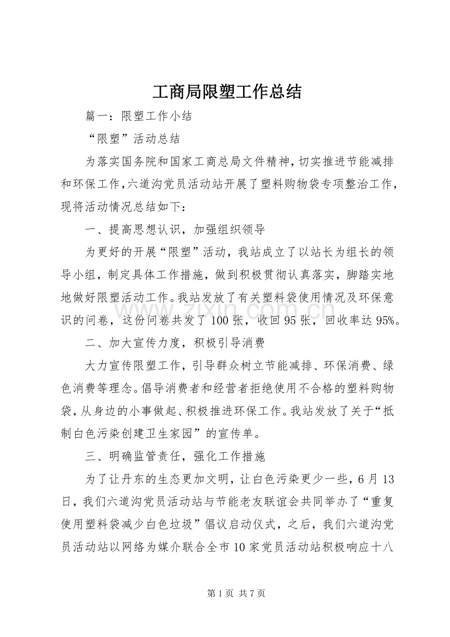 工商局限塑工作总结 .docx_第1页