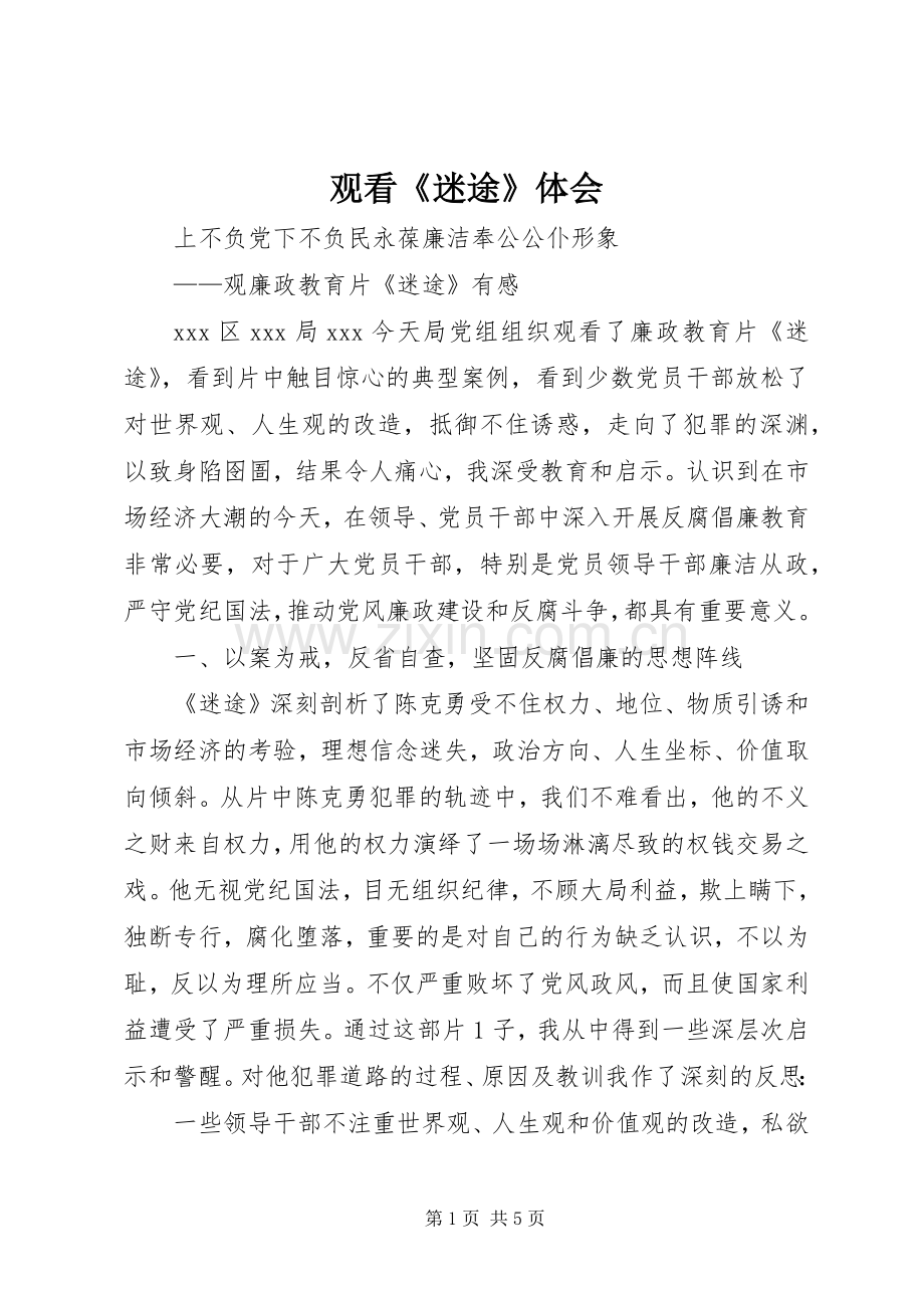观看《迷途》体会.docx_第1页