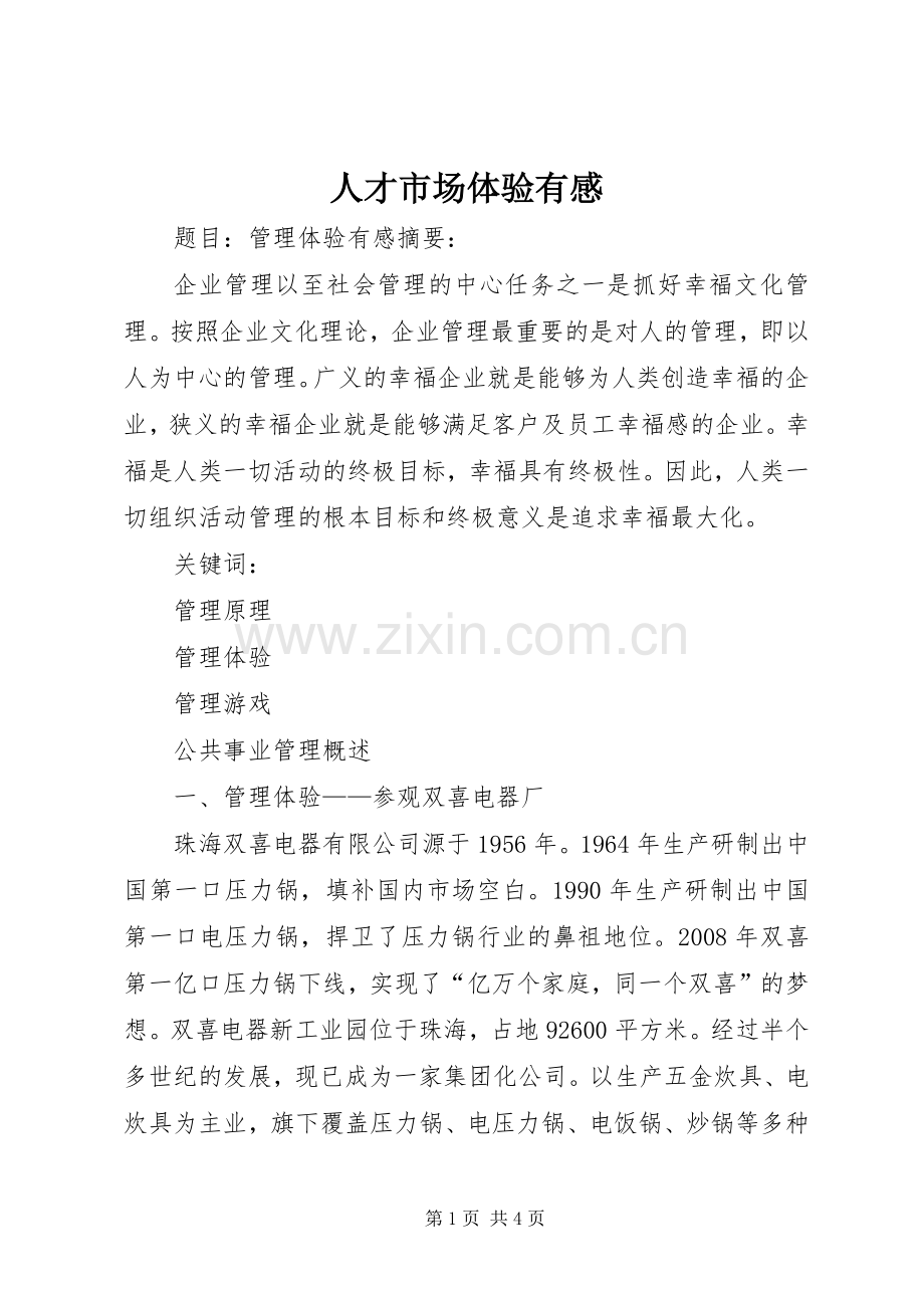 人才市场体验有感.docx_第1页