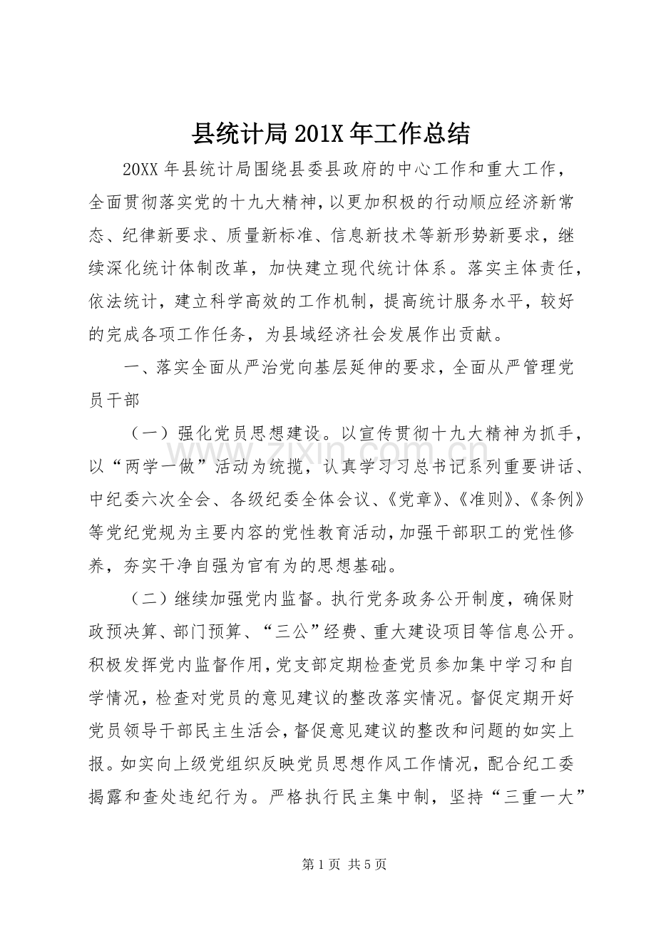 县统计局202X年工作总结.docx_第1页