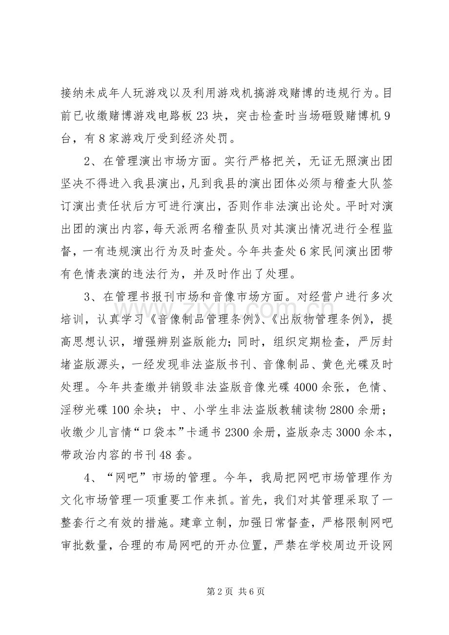 县文化市场工作总结 .docx_第2页