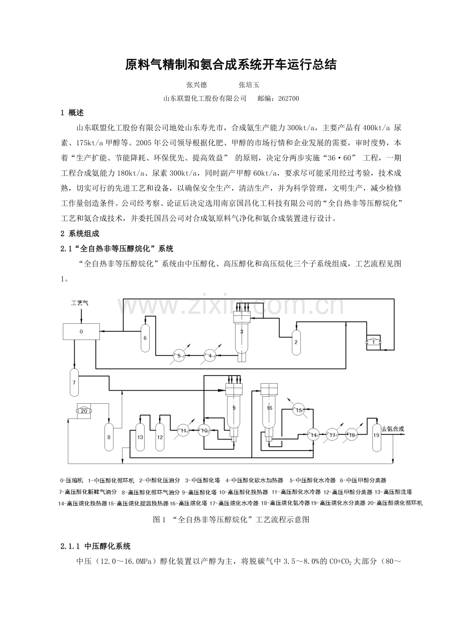 原料气精制和氨合成系统开车运行总结 - 南京国昌化工科技有限公司_.docx_第1页