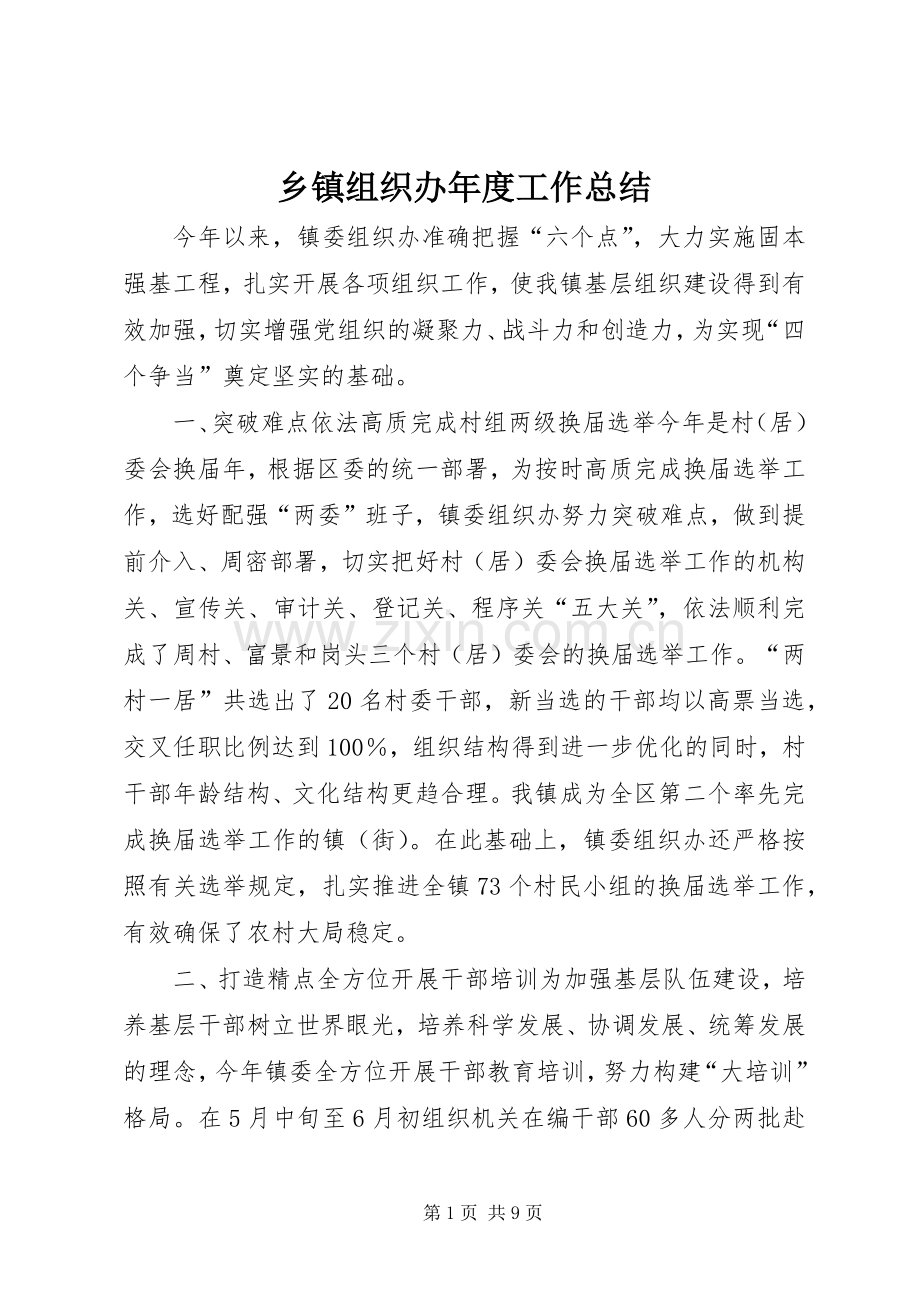 乡镇组织办年度工作总结 .docx_第1页