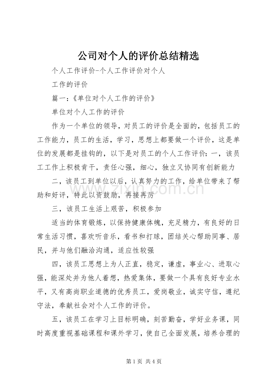 公司对个人的评价总结 .docx_第1页