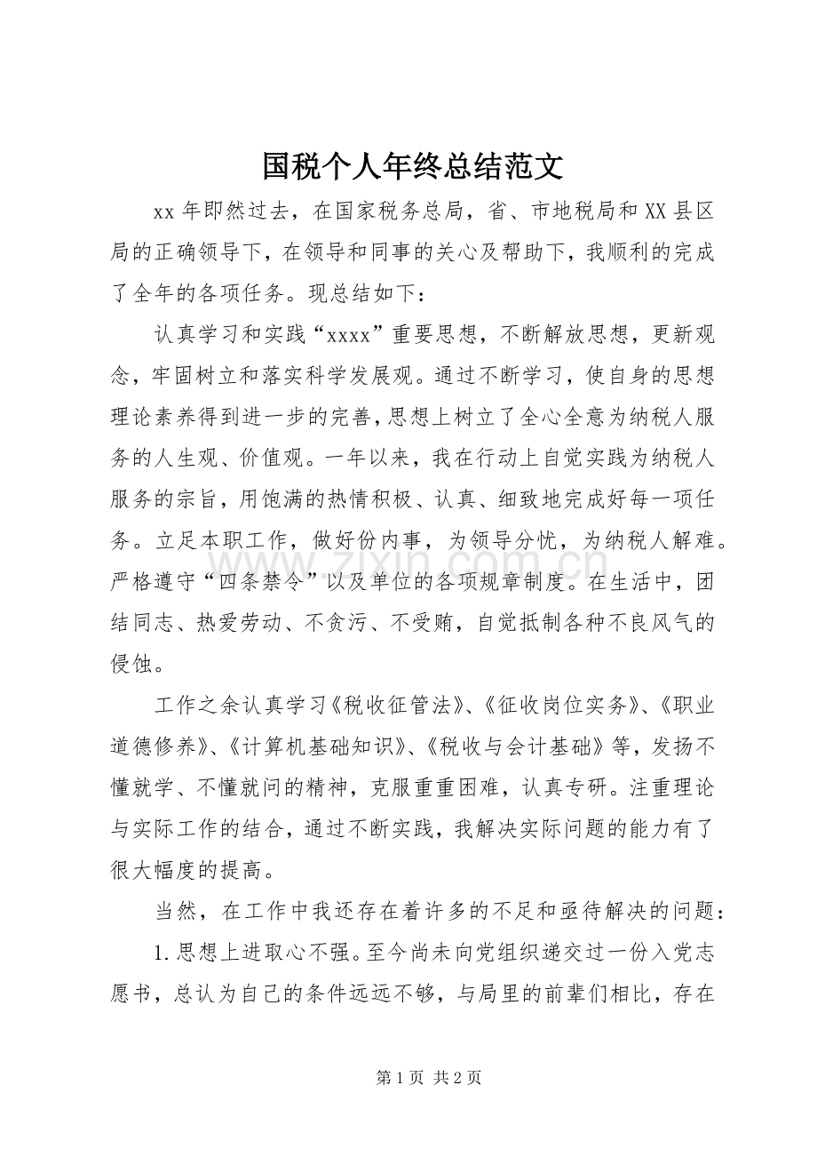 国税个人年终总结范文 .docx_第1页