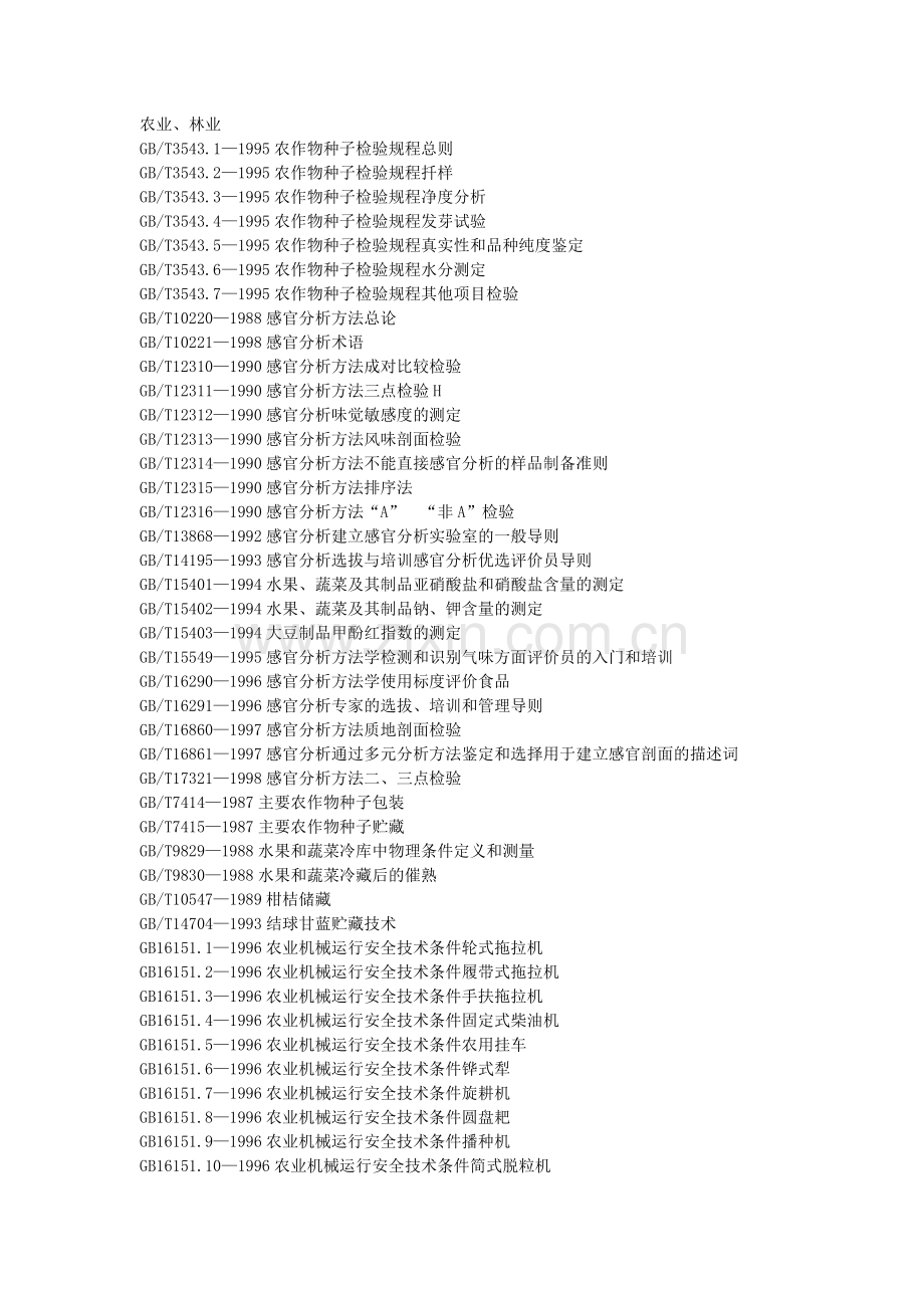 国标目录-农业、林业.docx_第1页