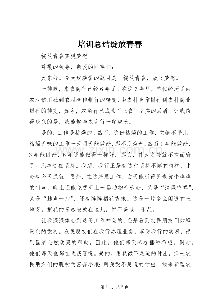培训总结绽放青春 .docx_第1页