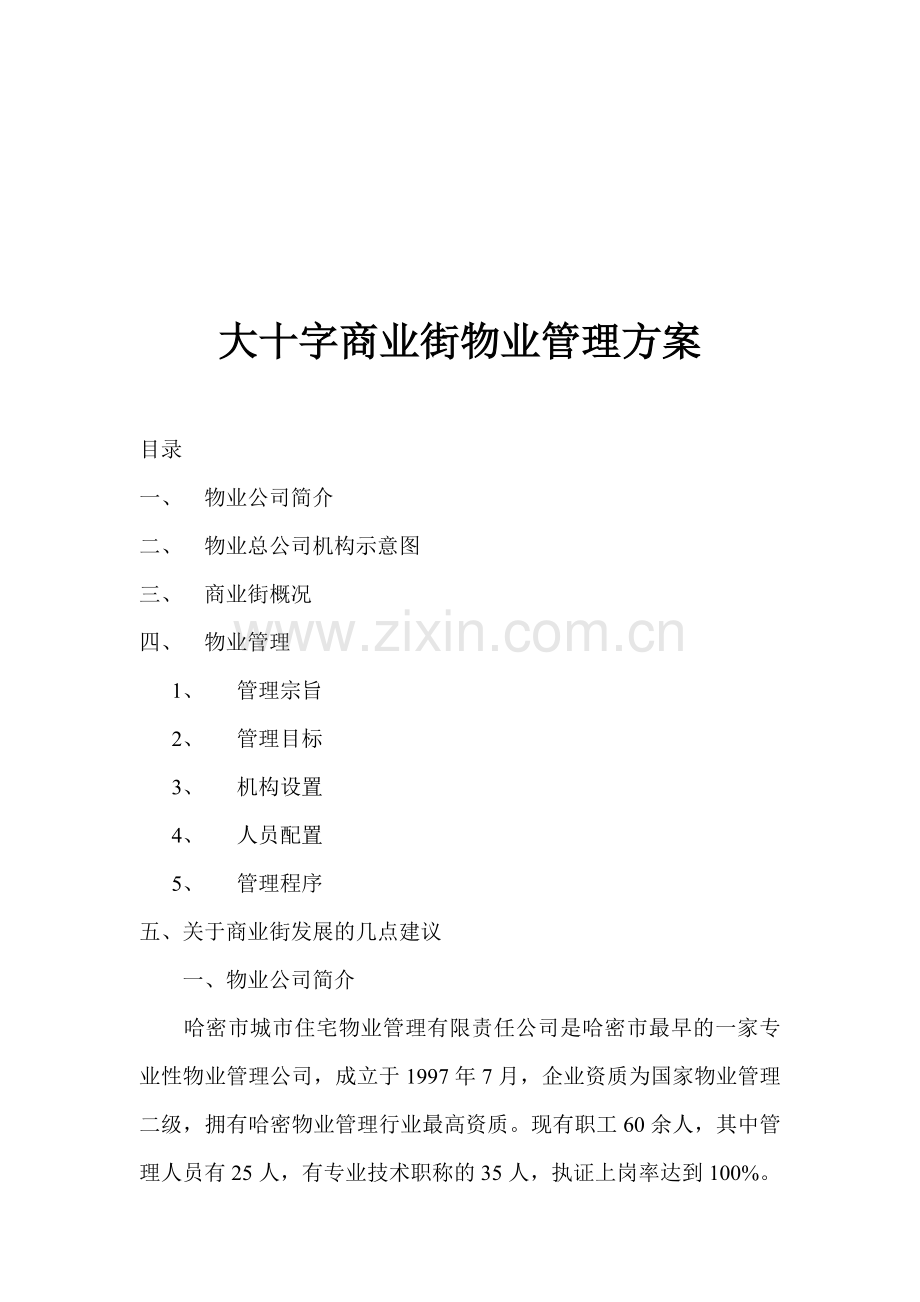 大十字商业街物业管理方案.docx_第1页