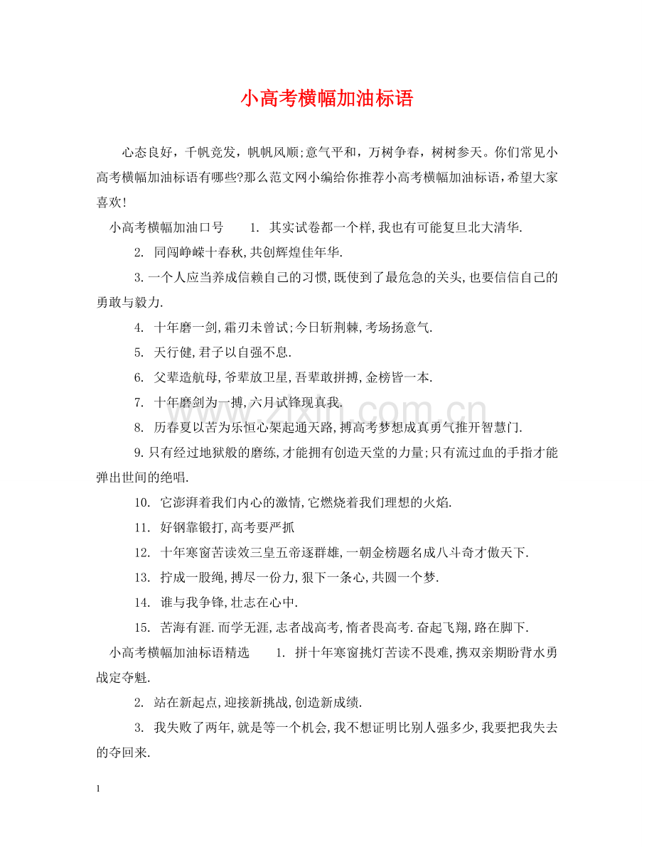 小高考横幅加油标语 .doc_第1页