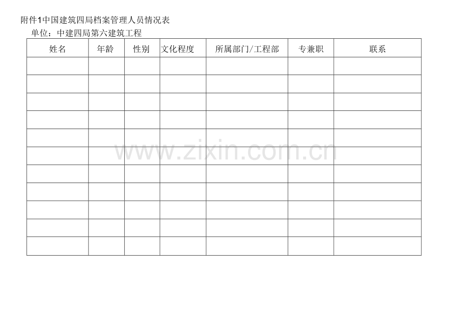 档案管理人员情况表.docx_第1页
