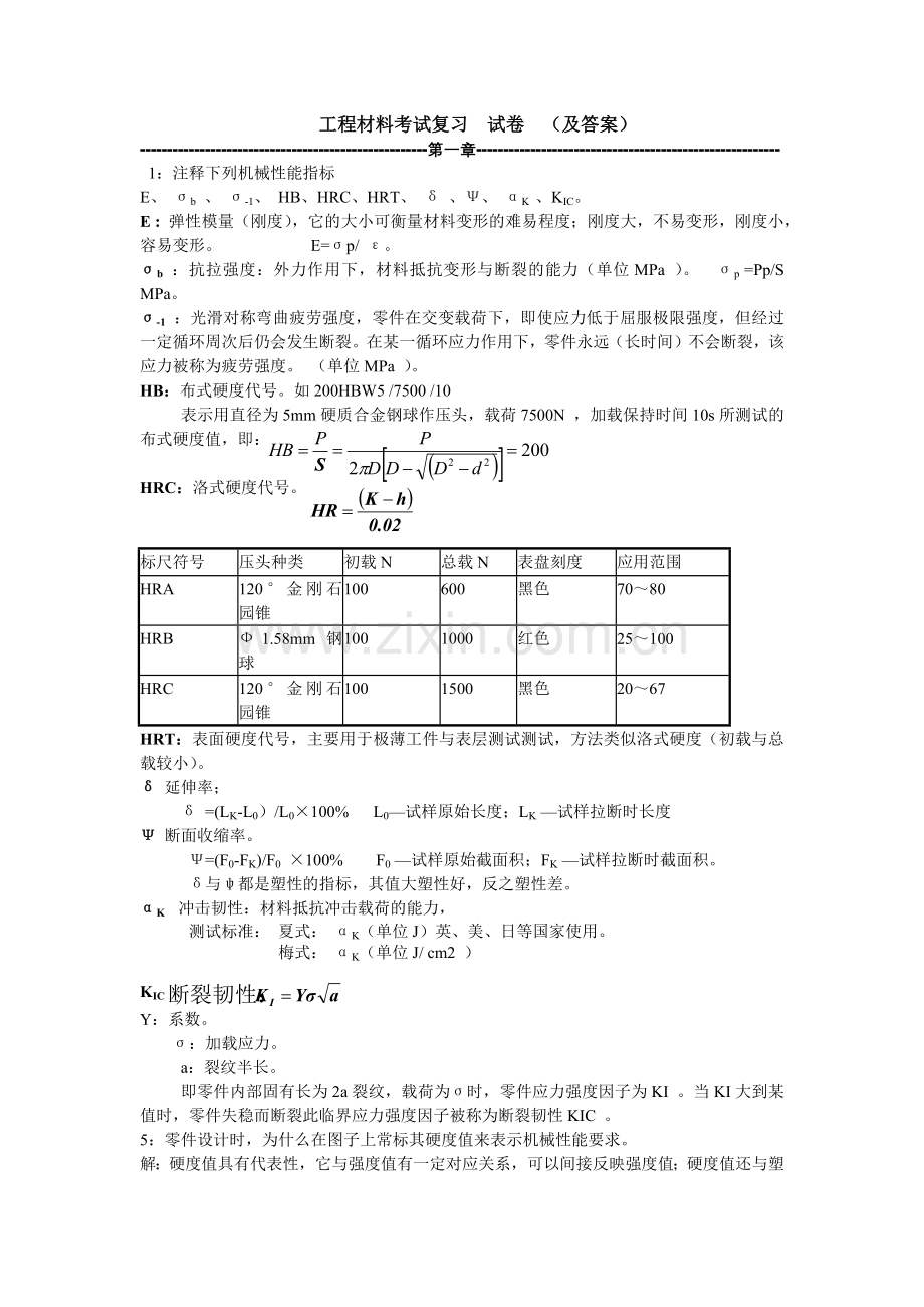 工程材料考试复习 试卷 (及答案).docx_第1页