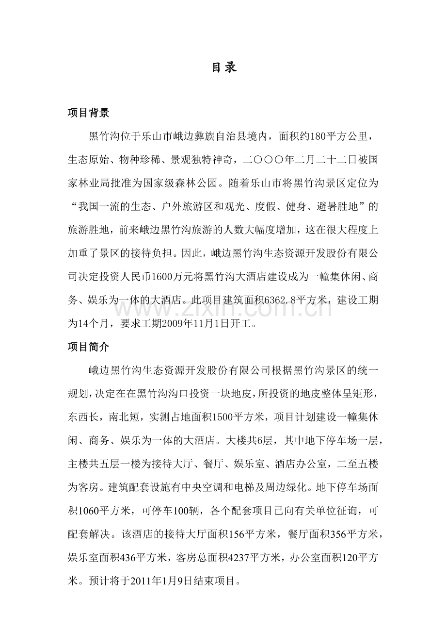 大酒店建设工程项目计划书.docx_第1页