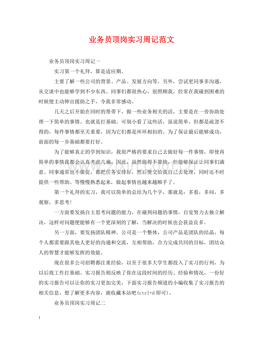 业务员顶岗实习周记范文.doc_第1页
