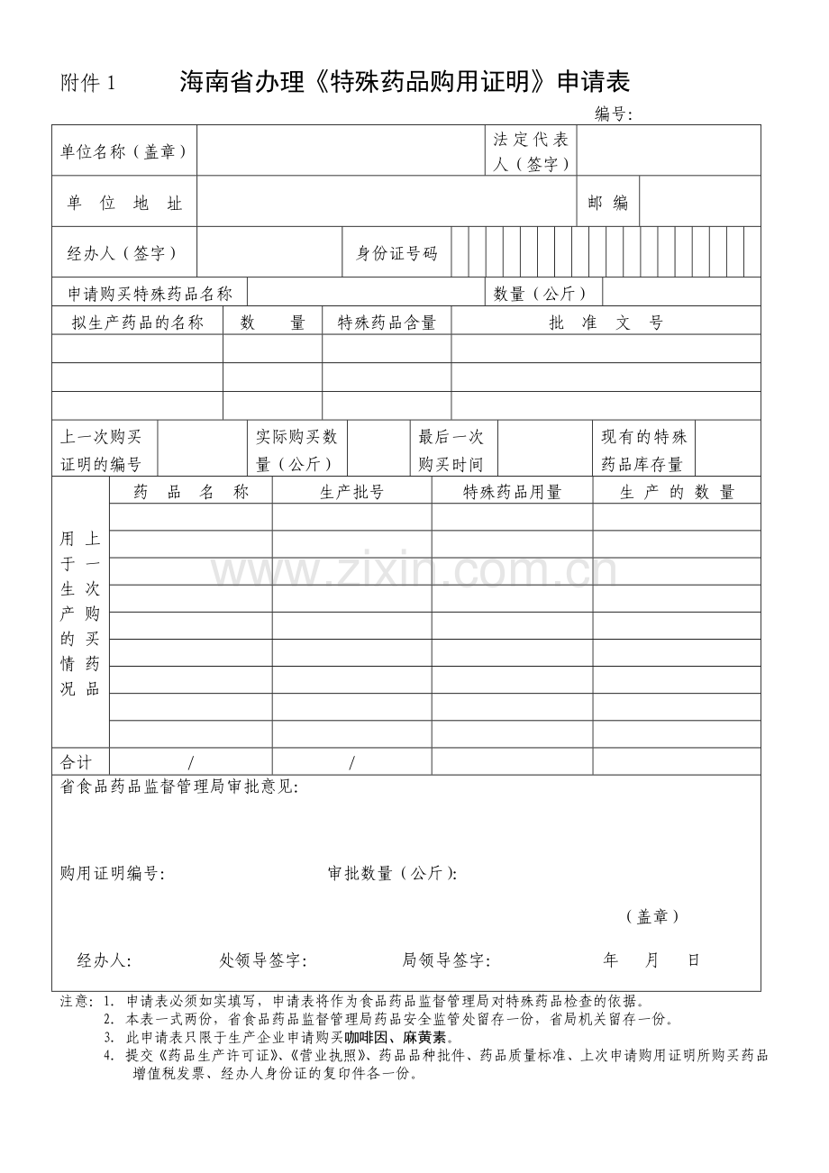 广东省特殊药品购用审批表.docx_第1页