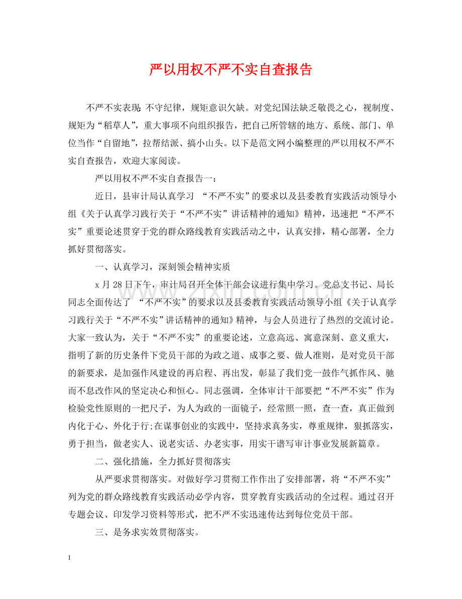 严以用权不严不实自查报告.doc_第1页