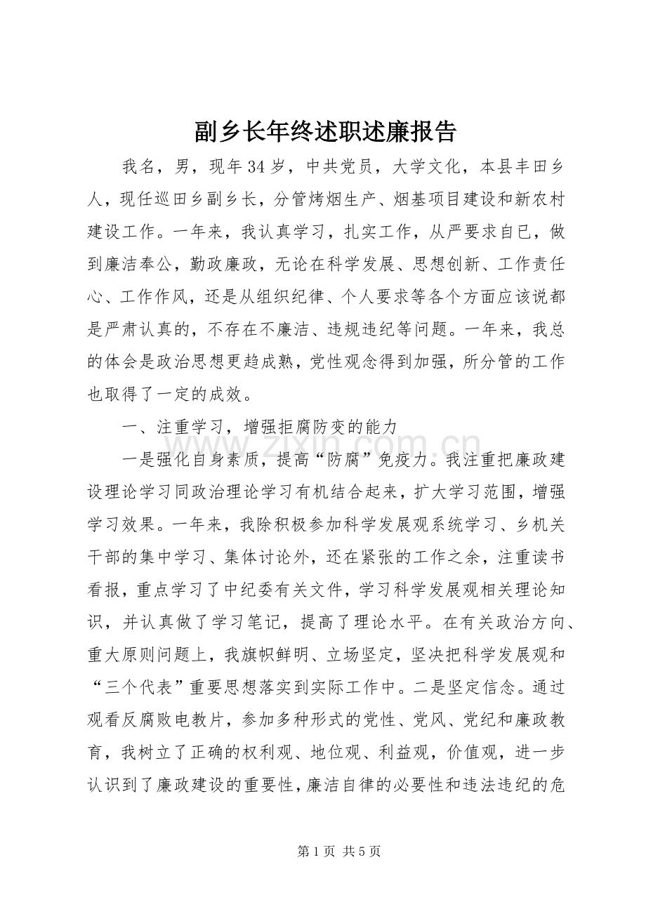 副乡长年终述职述廉报告.docx_第1页