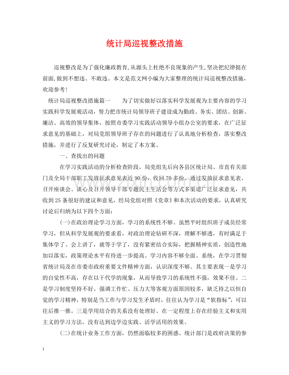 统计局巡视整改措施 .doc_第1页