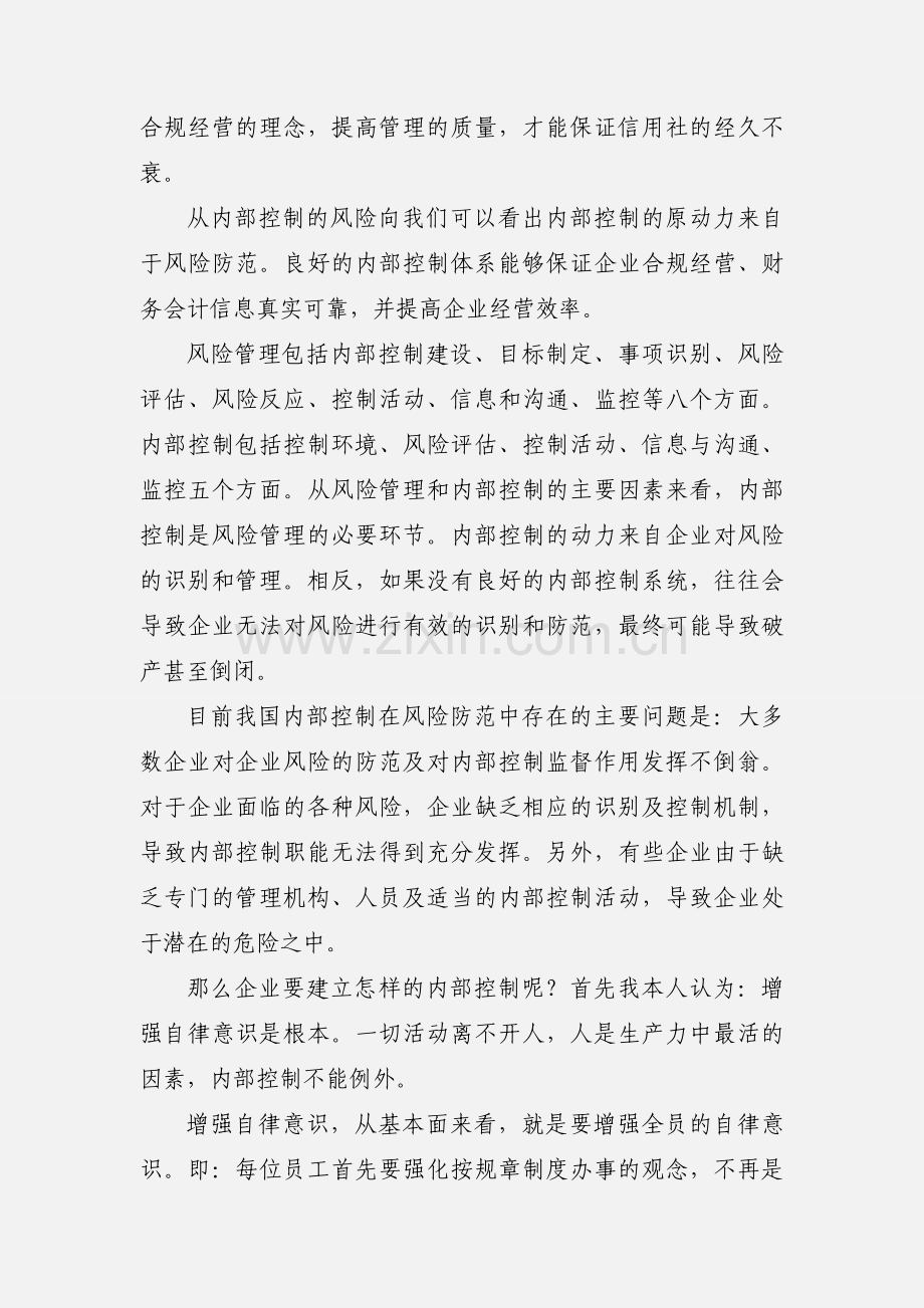 关于内部控制与风险管理的内审培训心得.docx_第2页