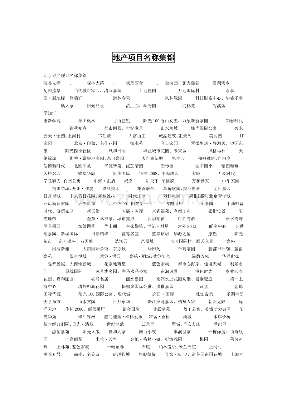 房地产案名、主题广告语、系列文案大全A（223页）.docx_第1页