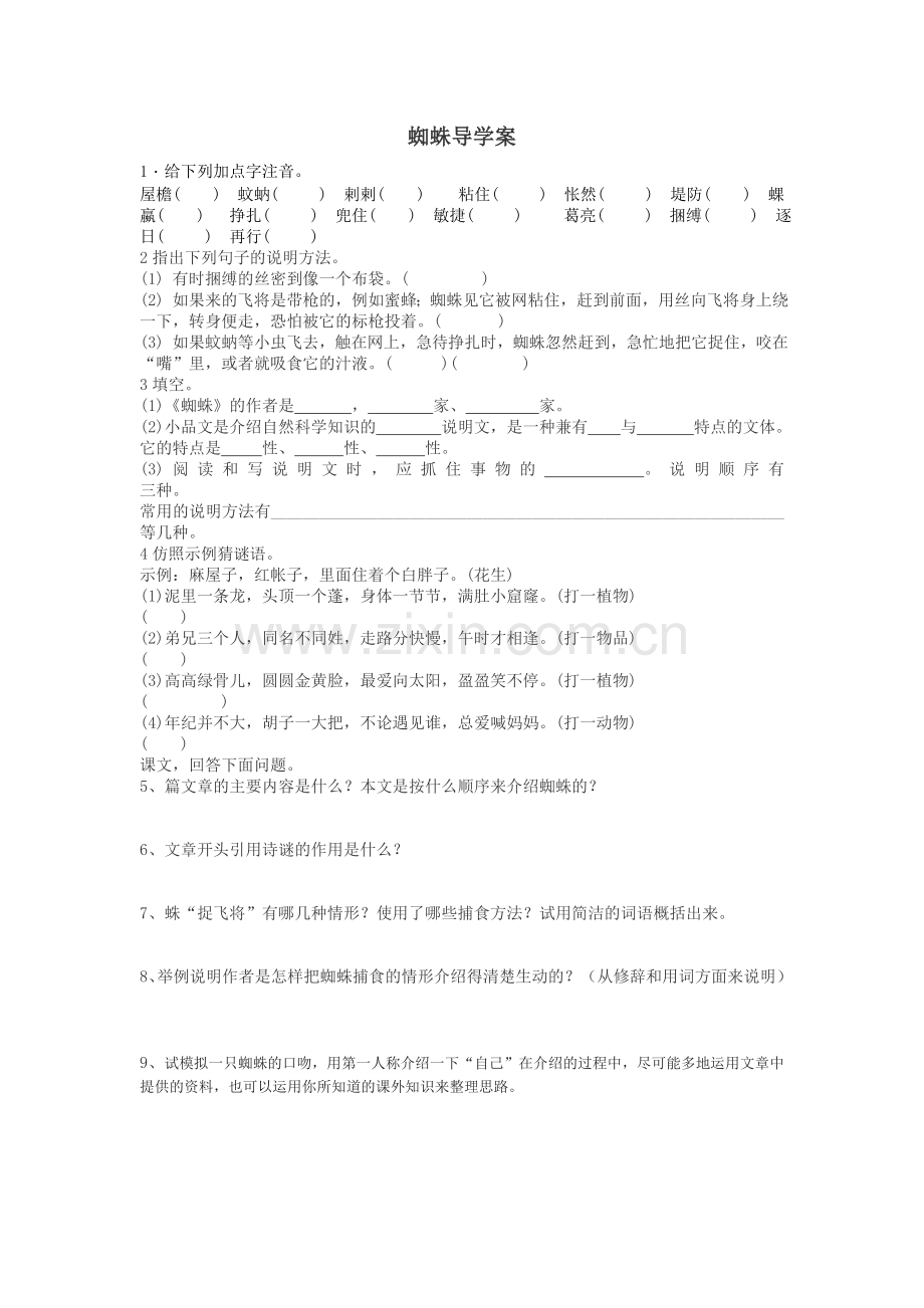 蜘蛛导学案.doc_第1页