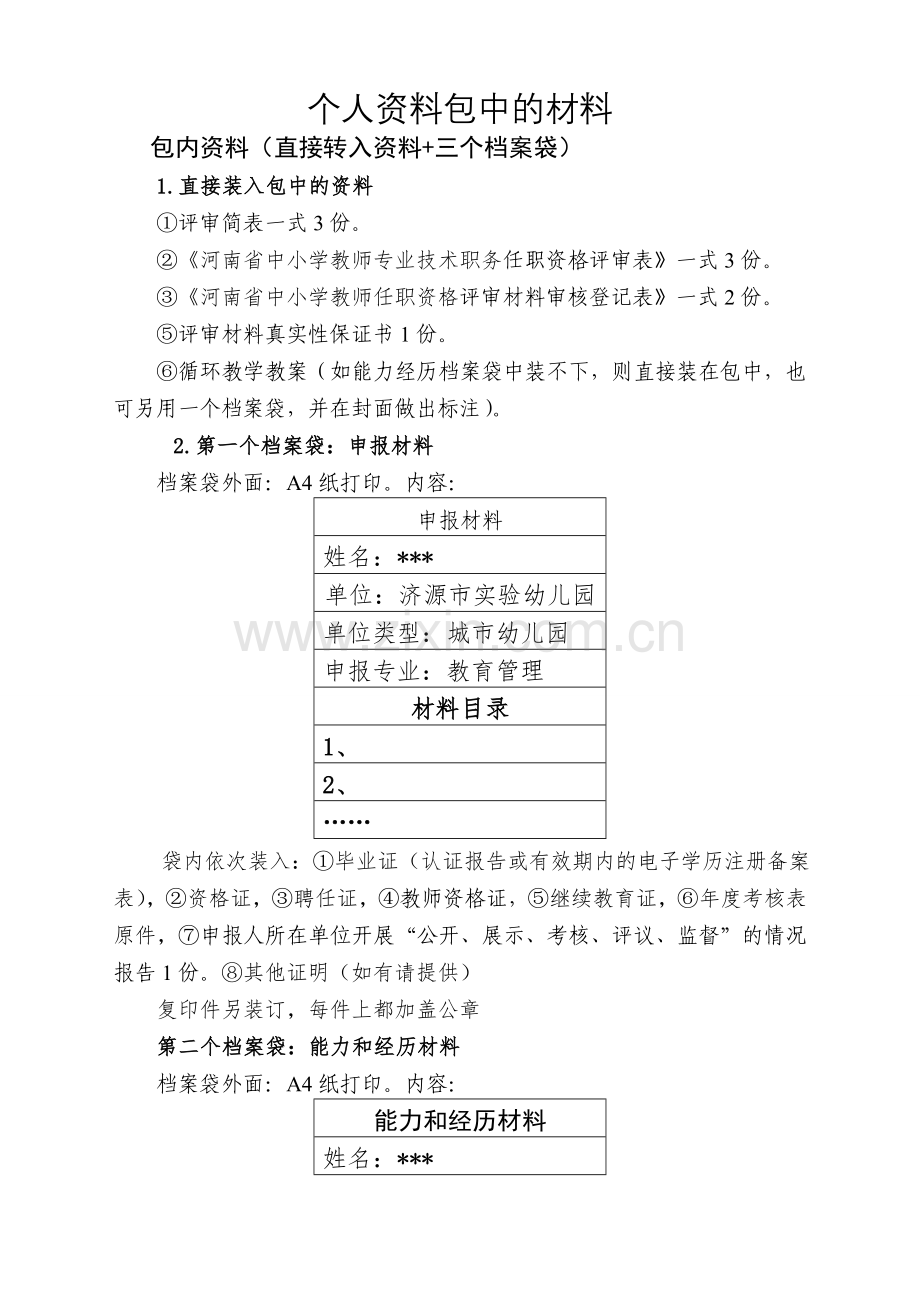 个人提交资料要求.doc_第1页