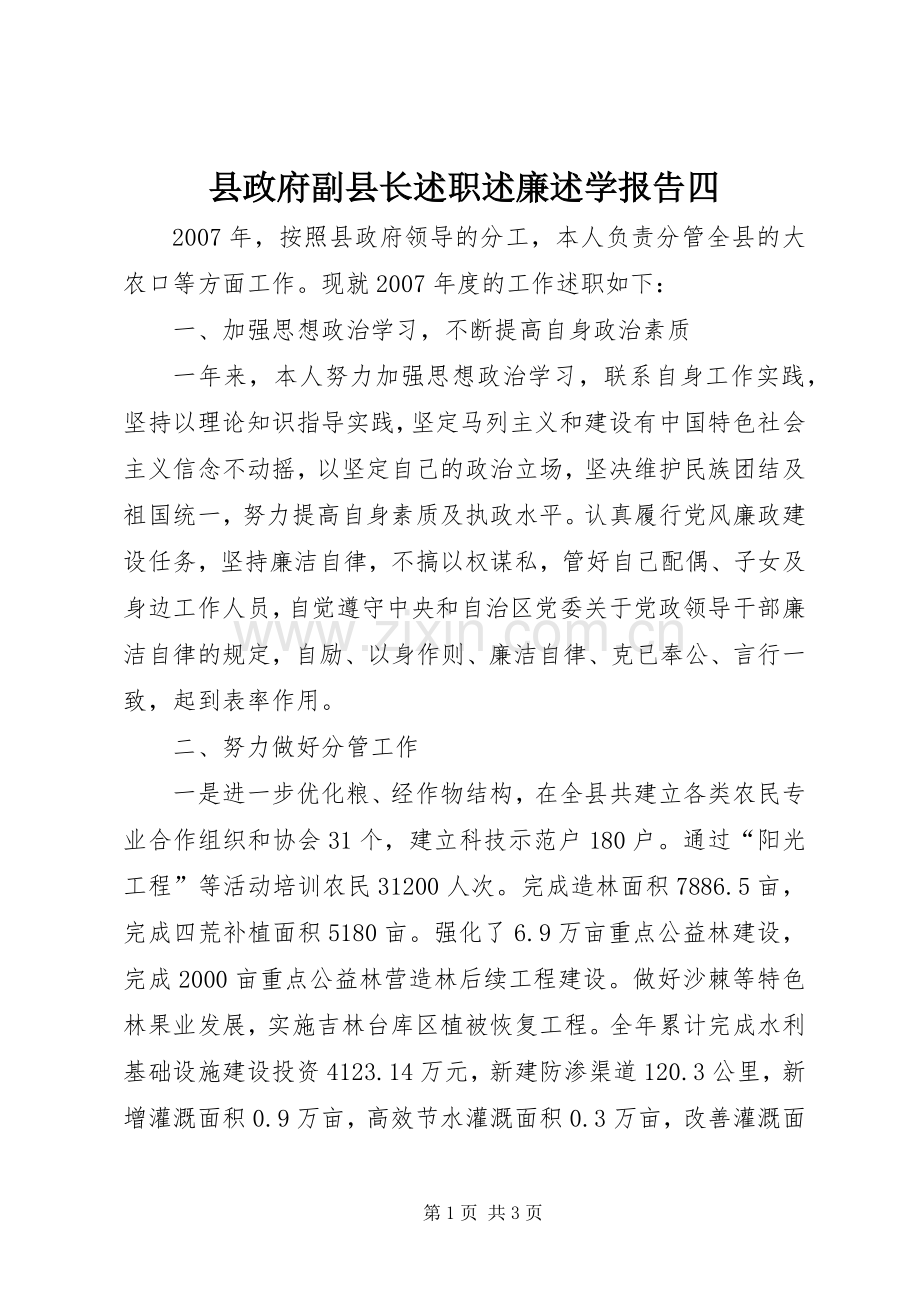 县政府副县长述职述廉述学报告四.docx_第1页