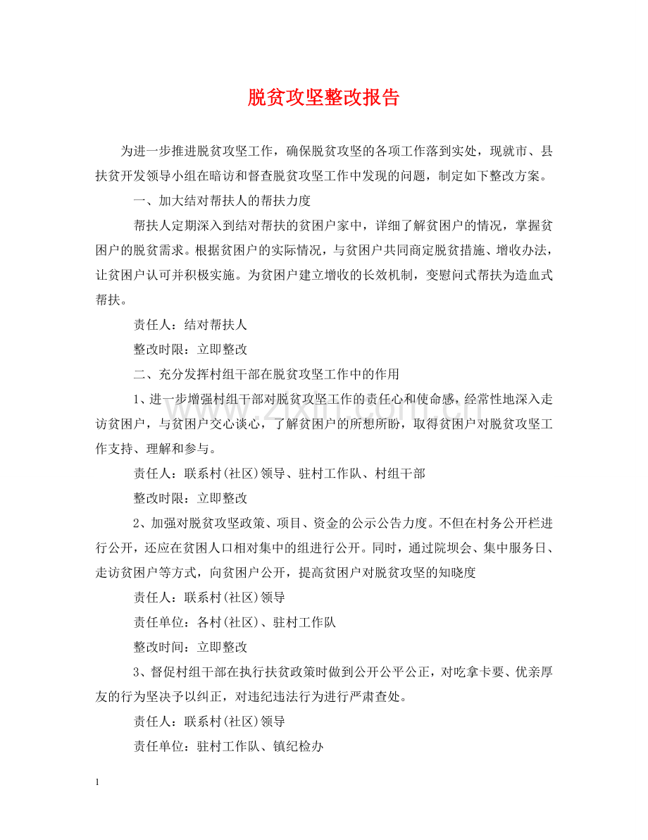 脱贫攻坚整改报告 .doc_第1页