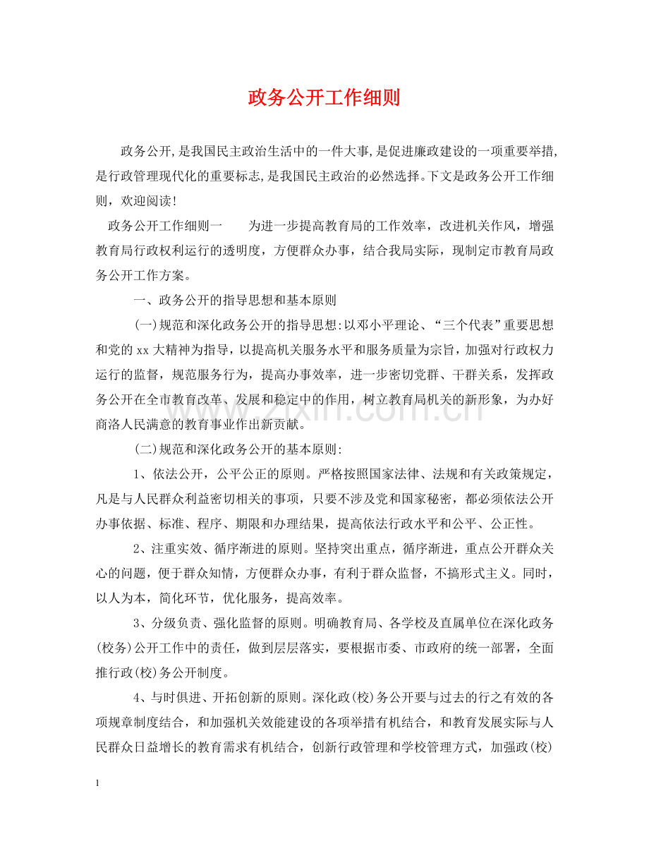 政务公开工作细则 .doc_第1页