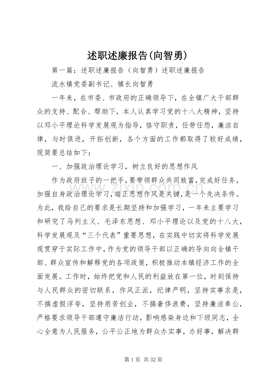 述职述廉报告(向智勇).docx_第1页
