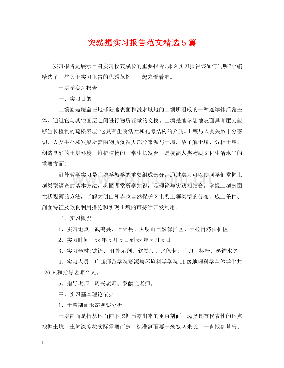 突然想实习报告范文5篇 .doc_第1页