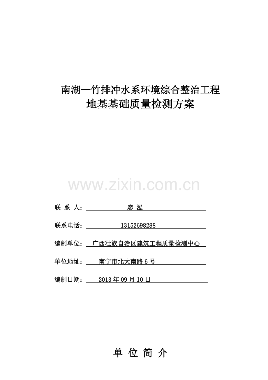 排冲水系环境综合整治工程地基基础质量检测方案.docx_第1页