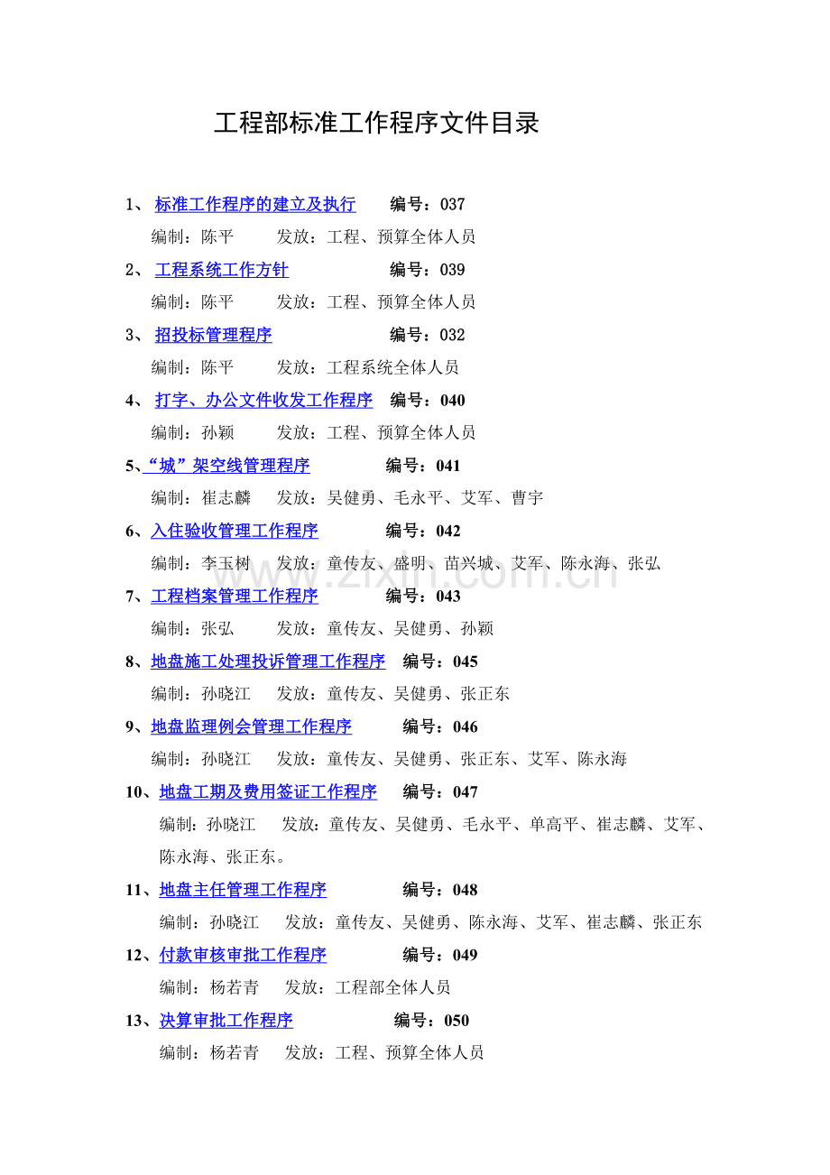 工程部标准工作程序文件.docx_第1页