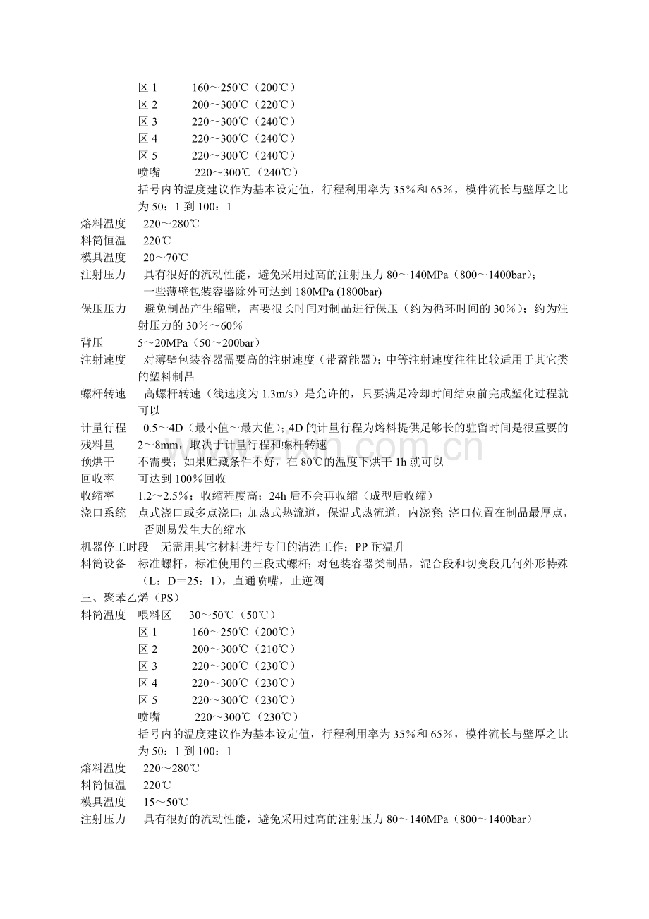 常用塑料的注塑工艺参数介绍.docx_第2页