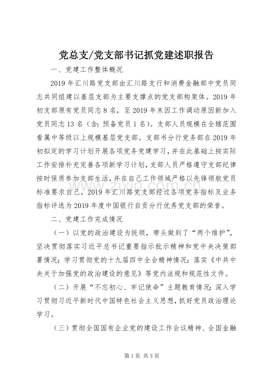 党支部书记抓党建述职报告.docx_第1页