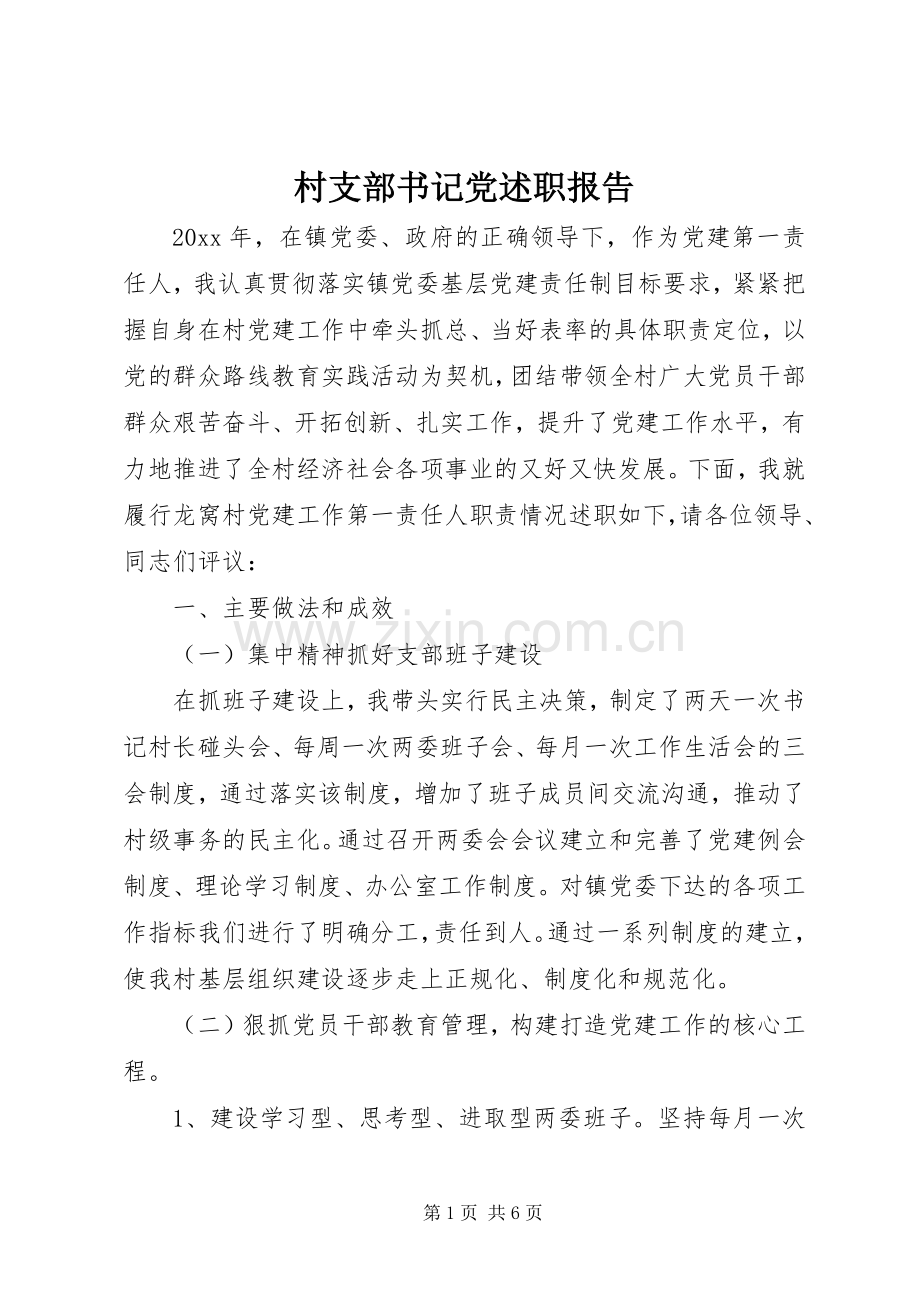村支部书记党述职报告.docx_第1页