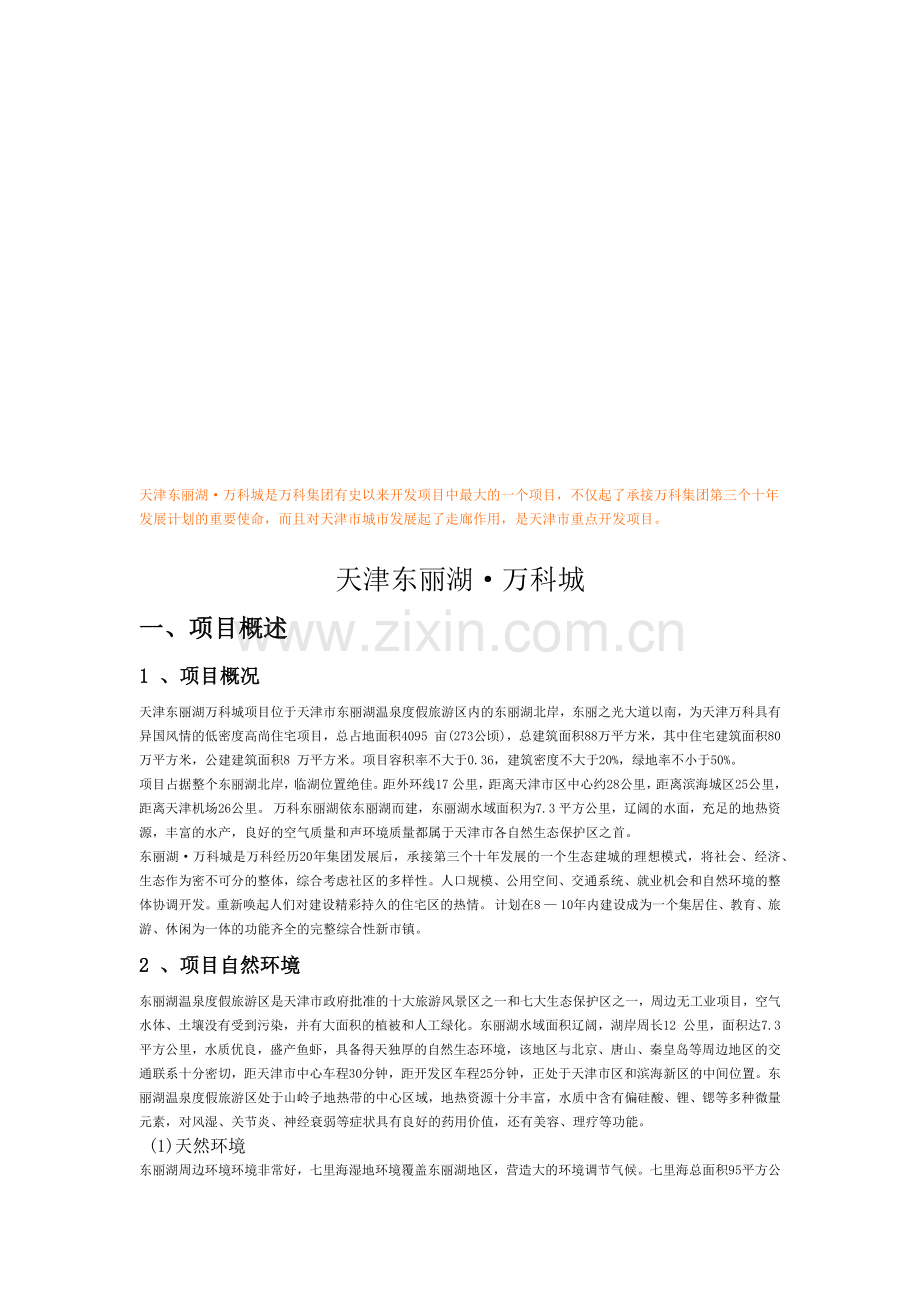 天津东丽湖8226;某地产城简介.docx_第1页