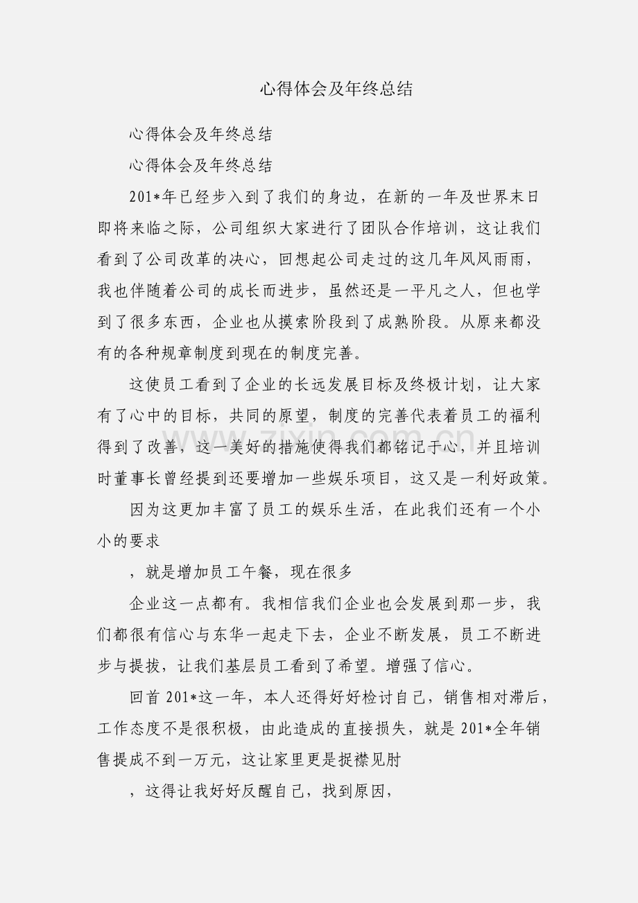 心得体会及年终总结.docx_第1页